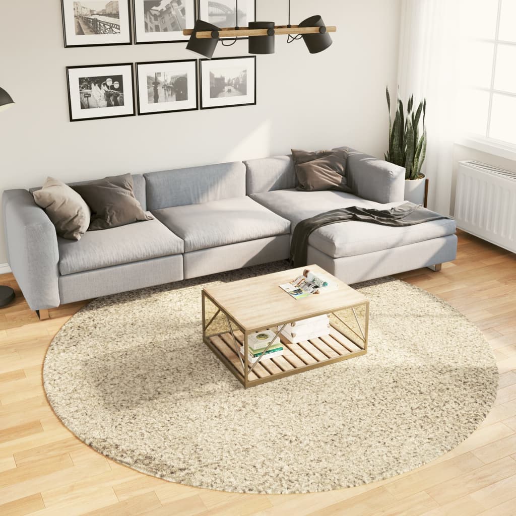 Tapis Shaggy Pamplona Poils Longs Moderne Ø 240 Cm Doré-? 240 cm-La-Fabrique-Industrielle