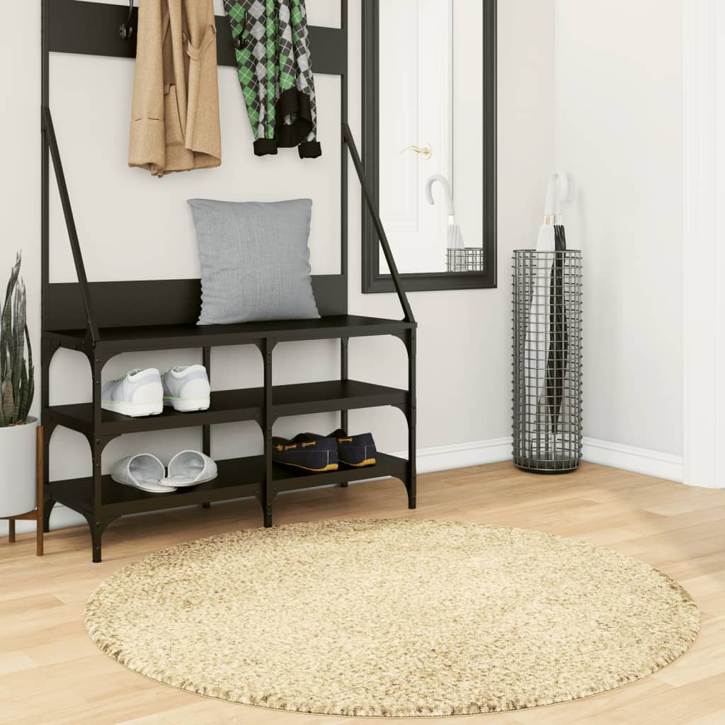 Tapis Shaggy Pamplona Poils Longs Moderne Ø 240 Cm Doré-Ø 120 cm-La-Fabrique-Industrielle