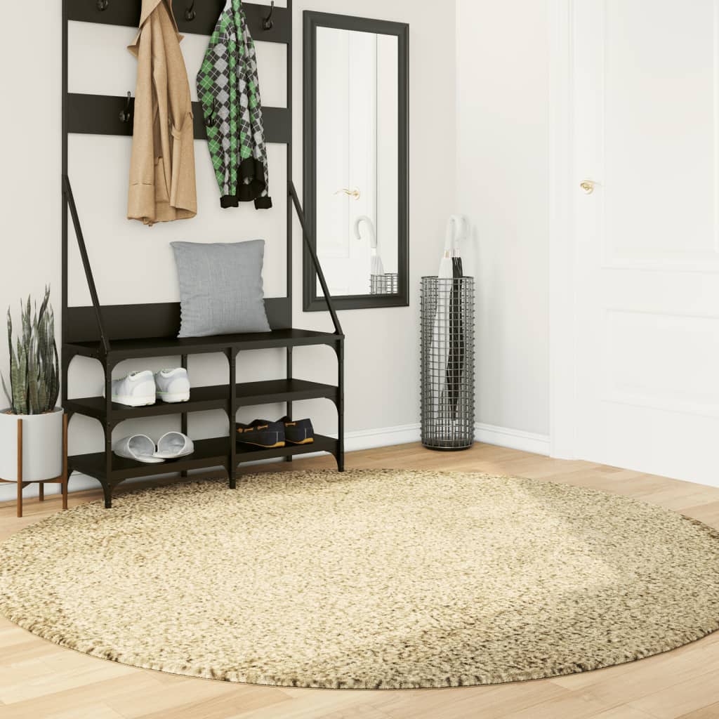 Tapis Shaggy Pamplona Poils Longs Moderne Ø 240 Cm Doré-Ø 200 cm-La-Fabrique-Industrielle