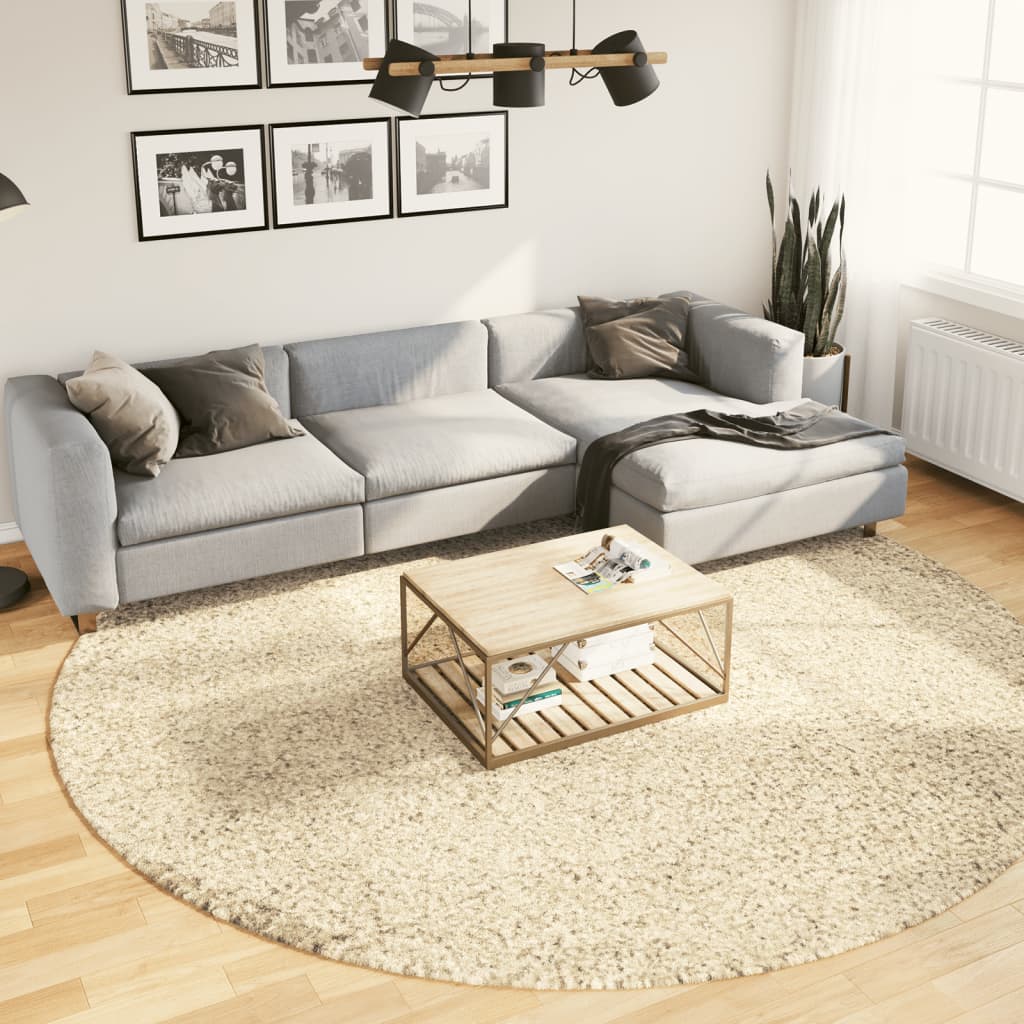 Tapis Shaggy Pamplona Poils Longs Moderne Ø 240 Cm Doré-Ø 280 cm-La-Fabrique-Industrielle