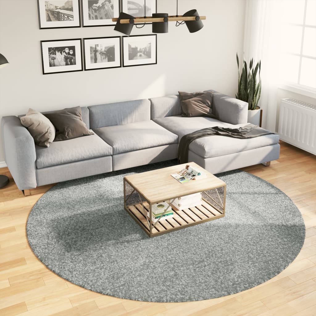Tapis Shaggy Pamplona Poils Longs Moderne Vert-Ø 240 cm-La-Fabrique-Industrielle