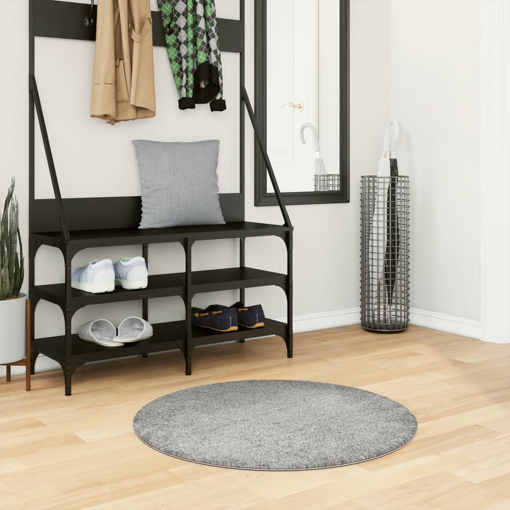 Tapis Shaggy Pamplona Poils Longs Moderne Vert-Ø 80 cm-La-Fabrique-Industrielle