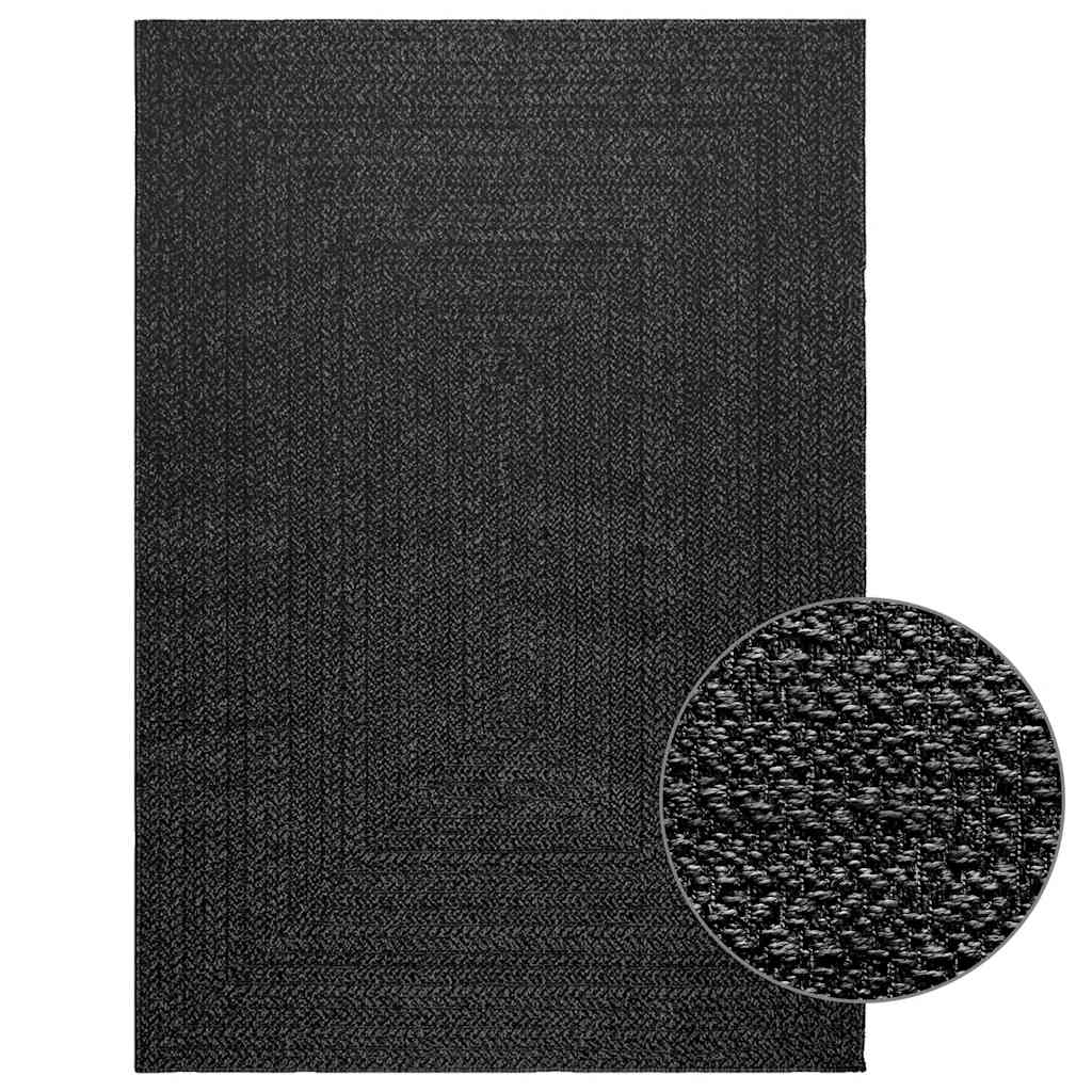 Tapis Zizur Aspect De Jute Intérieur Extérieur Anthracite-Rectangulaire-140 x 200 cm-La-Fabrique-Industrielle