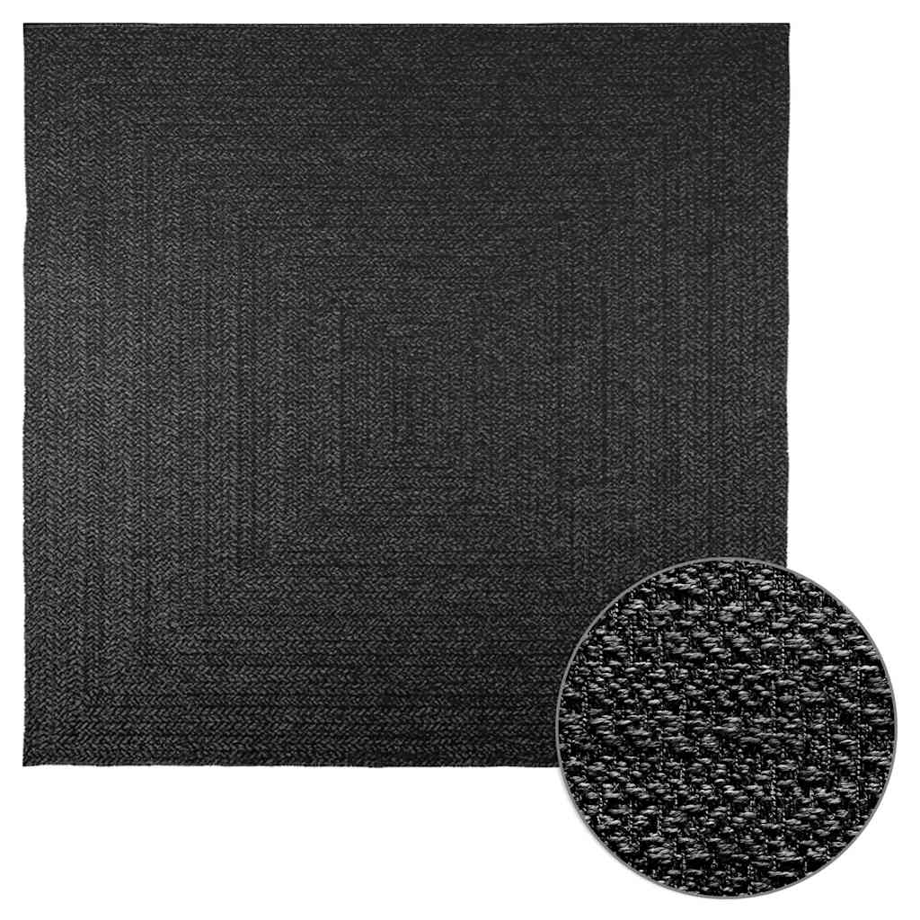 Tapis Zizur Aspect De Jute Intérieur Extérieur Anthracite-Rectangulaire-200 x 200 cm-La-Fabrique-Industrielle