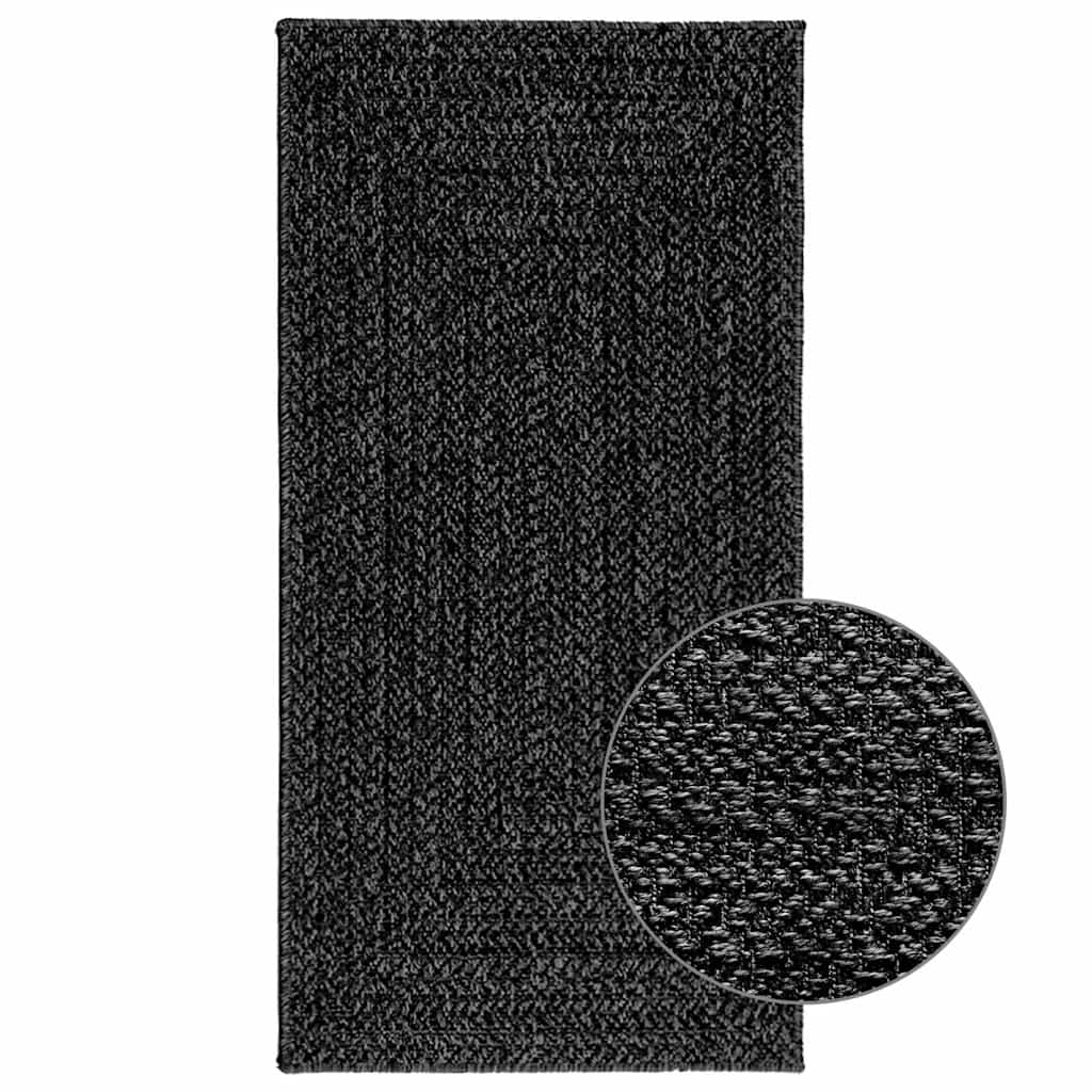 Tapis Zizur Aspect De Jute Intérieur Extérieur Anthracite-Rectangulaire-60 x 110 cm-La-Fabrique-Industrielle