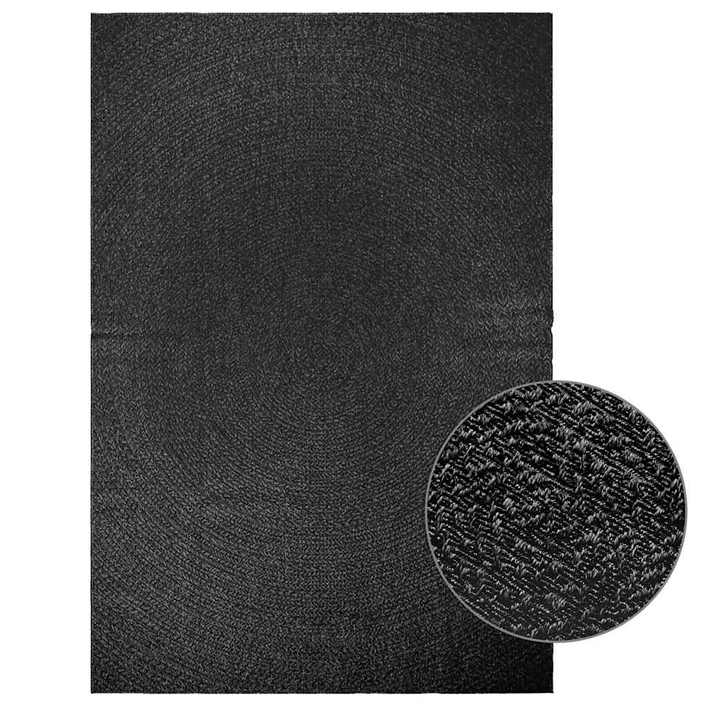 Tapis Zizur Aspect De Jute Intérieur Extérieur Anthracite-Rond-200 x 290 cm-La-Fabrique-Industrielle