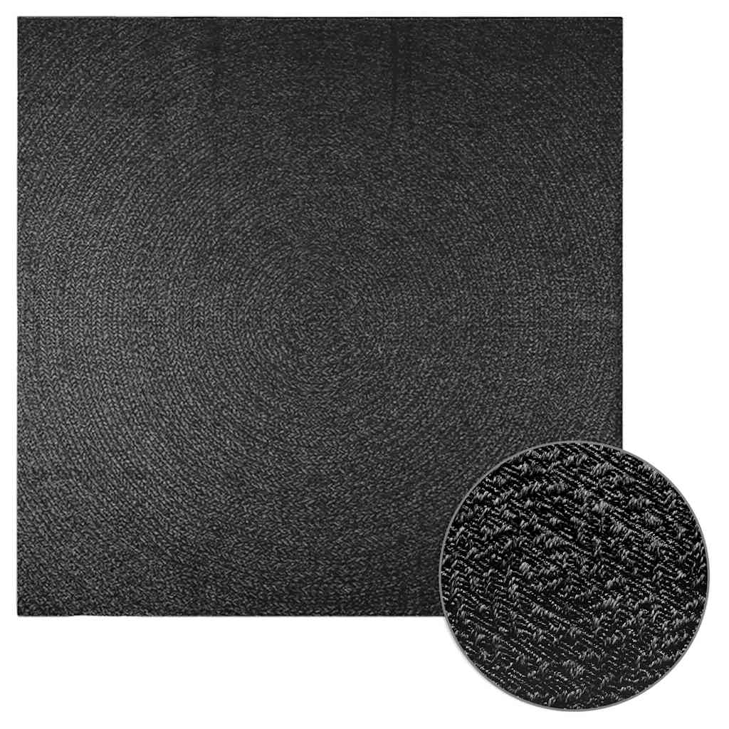 Tapis Zizur Aspect De Jute Intérieur Extérieur Anthracite-Rond-240 x 240 cm-La-Fabrique-Industrielle