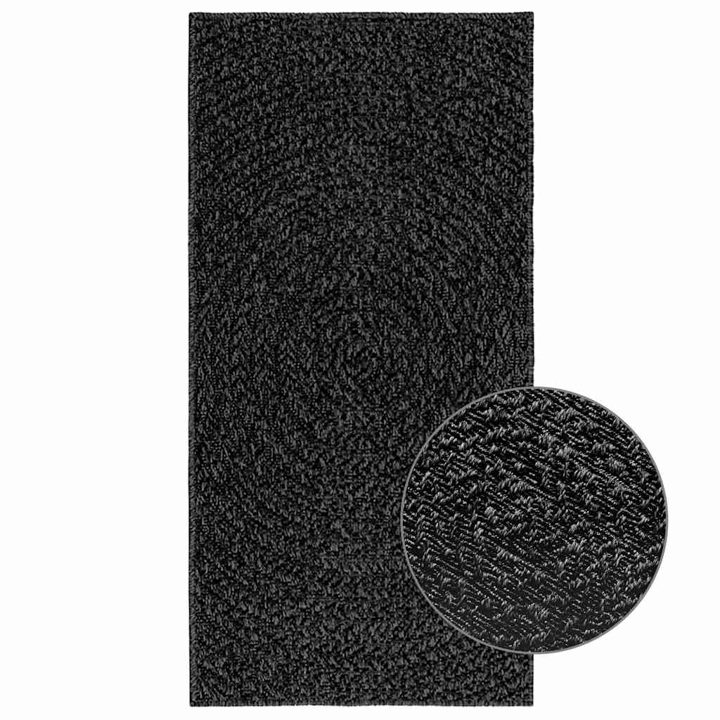 Tapis Zizur Aspect De Jute Intérieur Extérieur Anthracite-Rond-60 x 110 cm-La-Fabrique-Industrielle