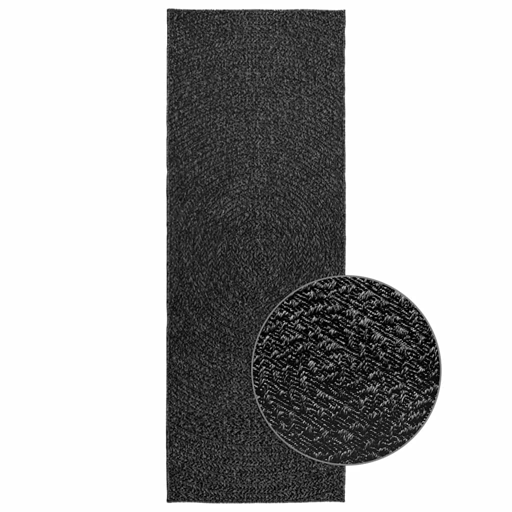 Tapis Zizur Aspect De Jute Intérieur Extérieur Anthracite-Rond-80 x 200 cm-La-Fabrique-Industrielle
