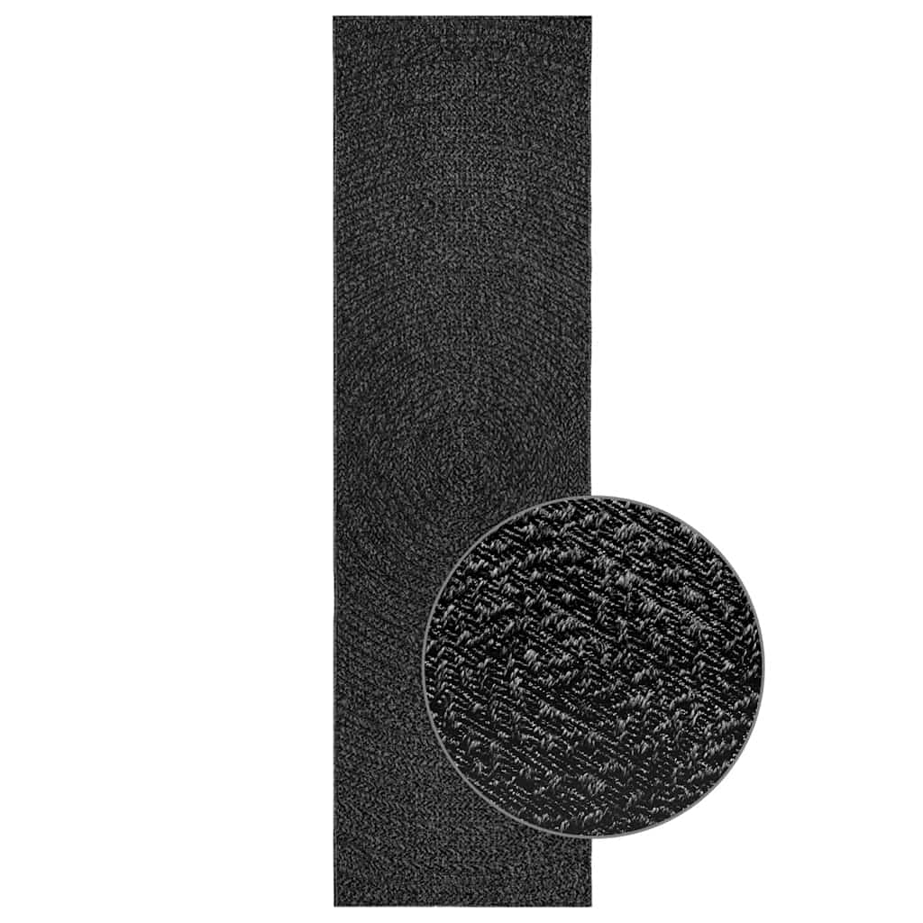 Tapis Zizur Aspect De Jute Intérieur Extérieur Anthracite-Rond-80 x 250 cm-La-Fabrique-Industrielle