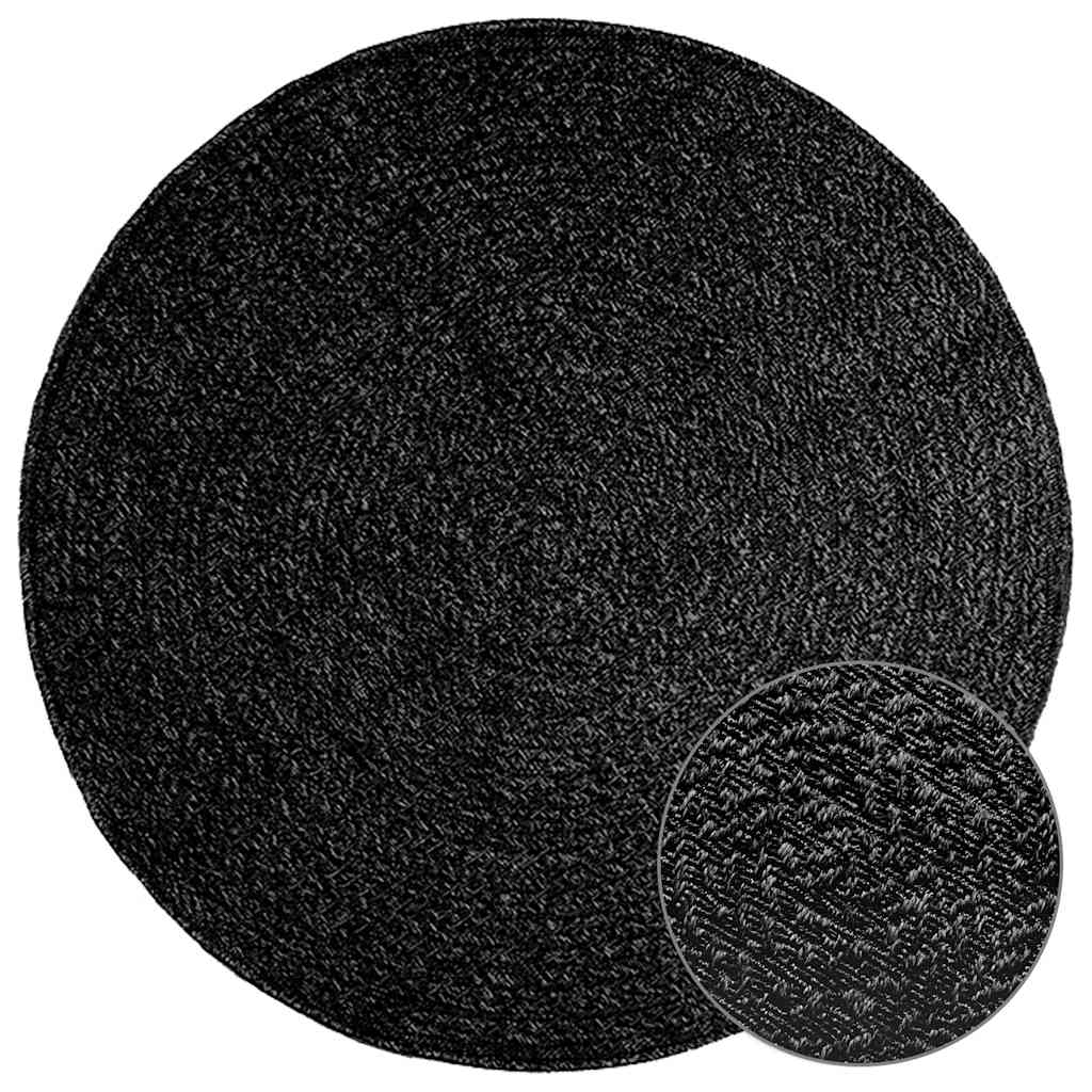 Tapis Zizur Aspect De Jute Intérieur Extérieur Anthracite-Rond-Ø 120 cm-La-Fabrique-Industrielle