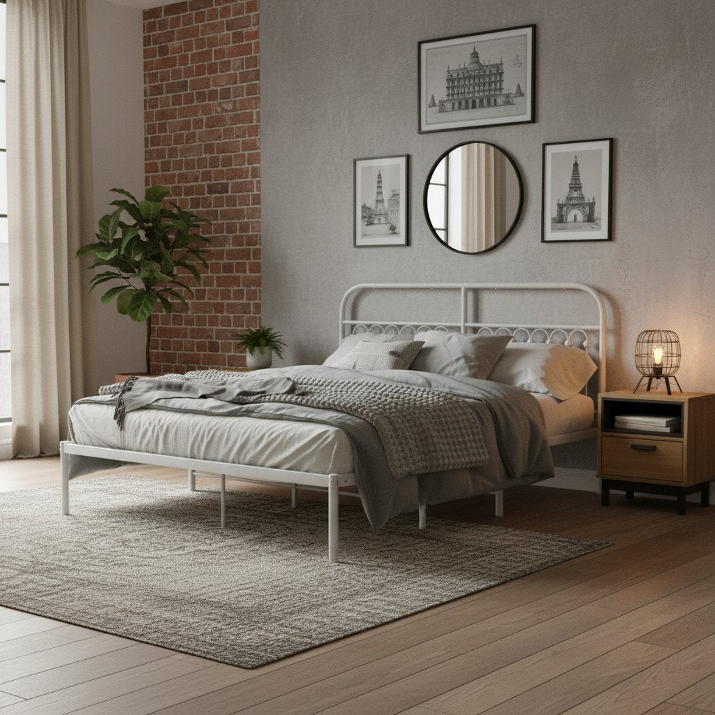 Tête de Lit Double Industrielle en Métal