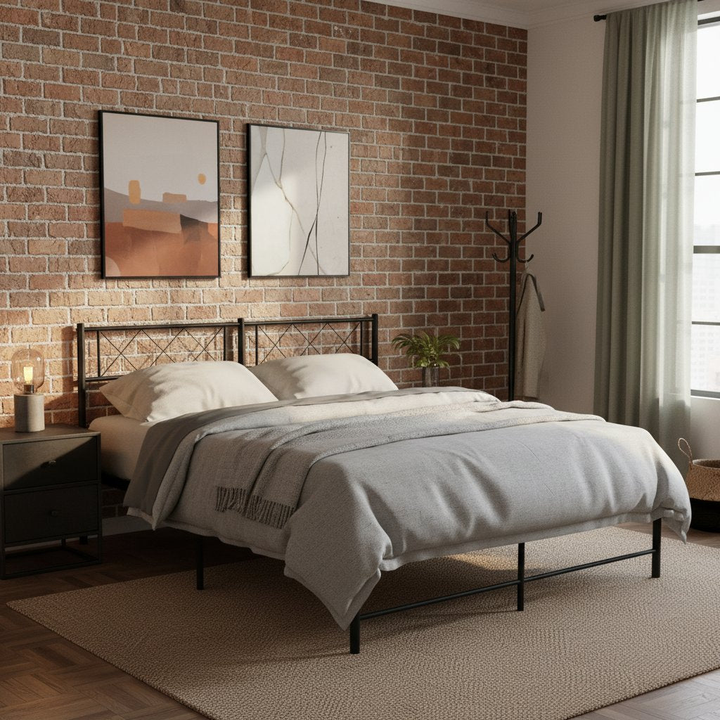 Tête de Lit Élégante en Métal Industriel