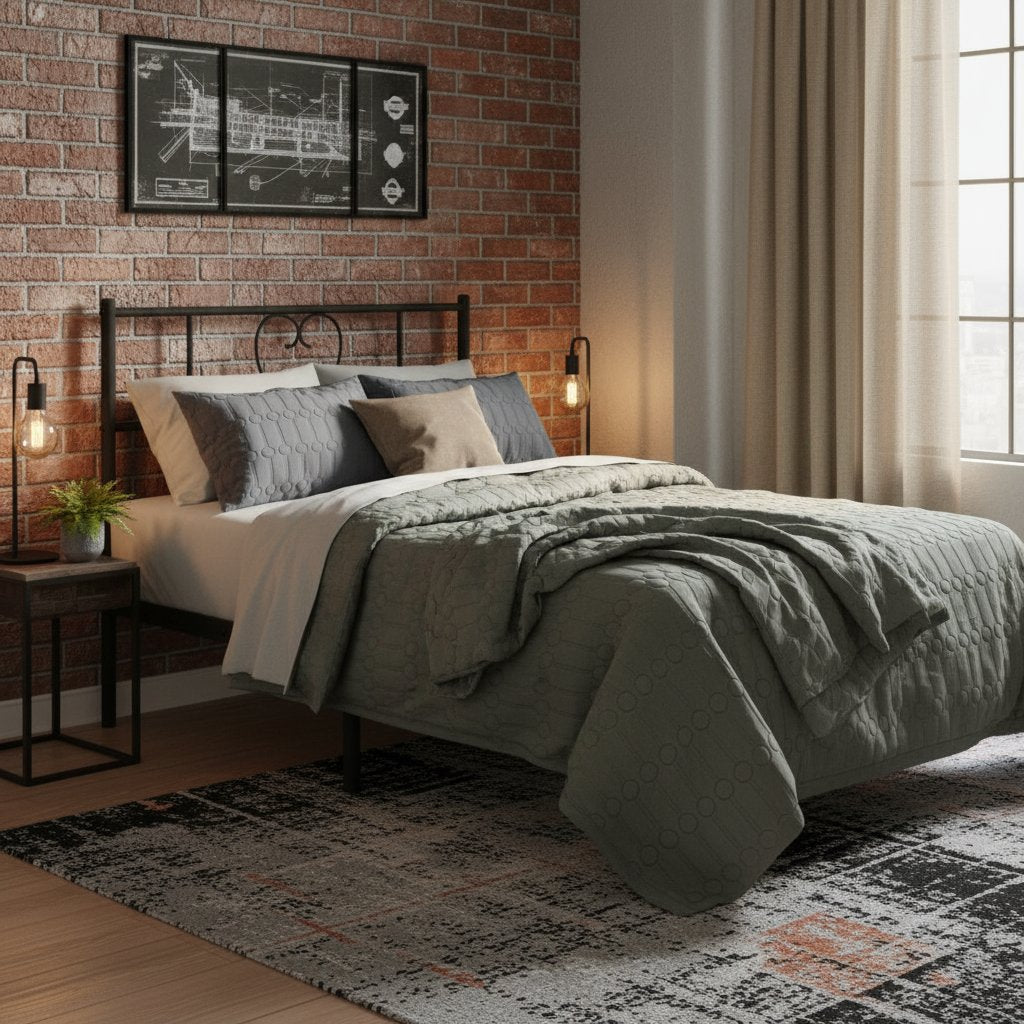 Tête de Lit Industrielle en Acier Moderne