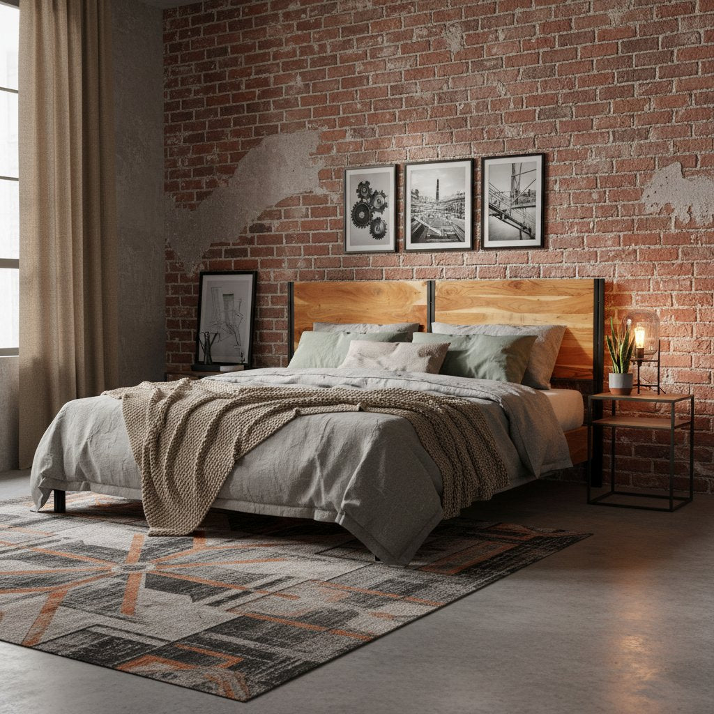 Tête de Lit Métal Bois Style Industriel