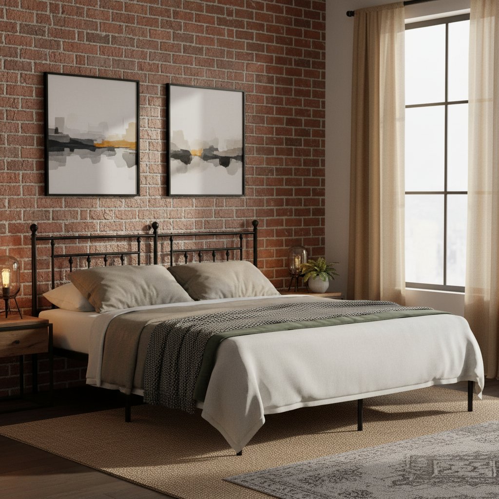 Tête de Lit en Acier Noir Industriel