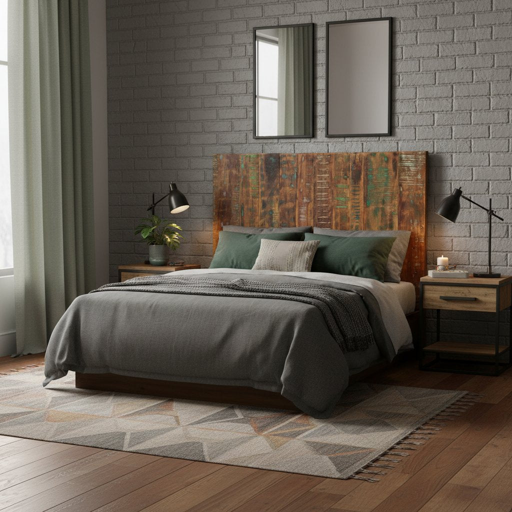 Tête de Lit en Bois Industriel Multicolore