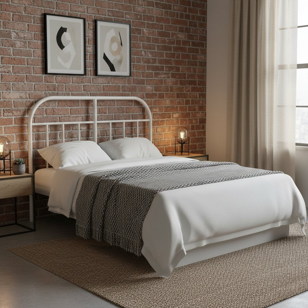 Tête de Lit en Métal Blanc Industriel