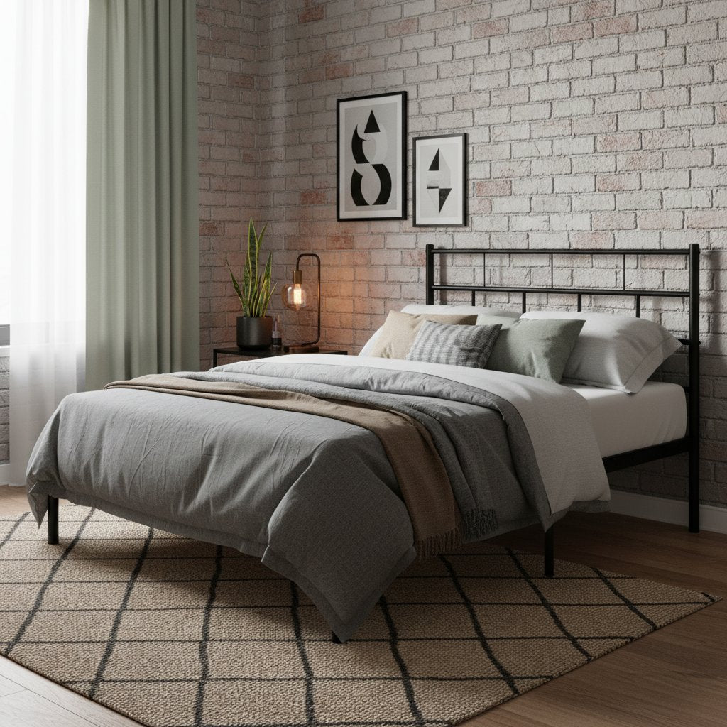 Tête de Lit en Métal Noir Industriel 160 Cm