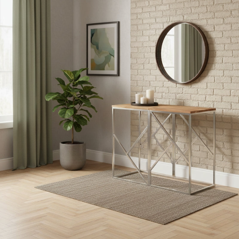 console-bois-clair-et-metal-indus