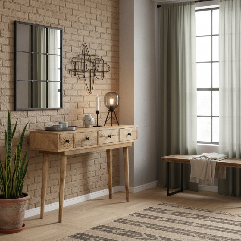 console-bois-clair-style-indus