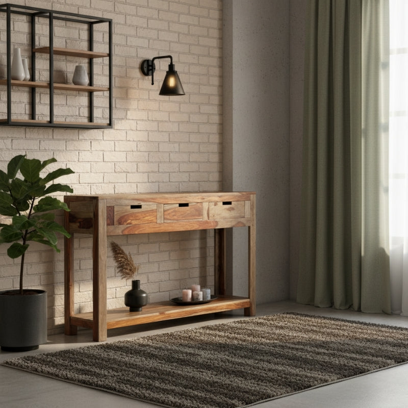 console-bois-massif-avec-tiroir-indus