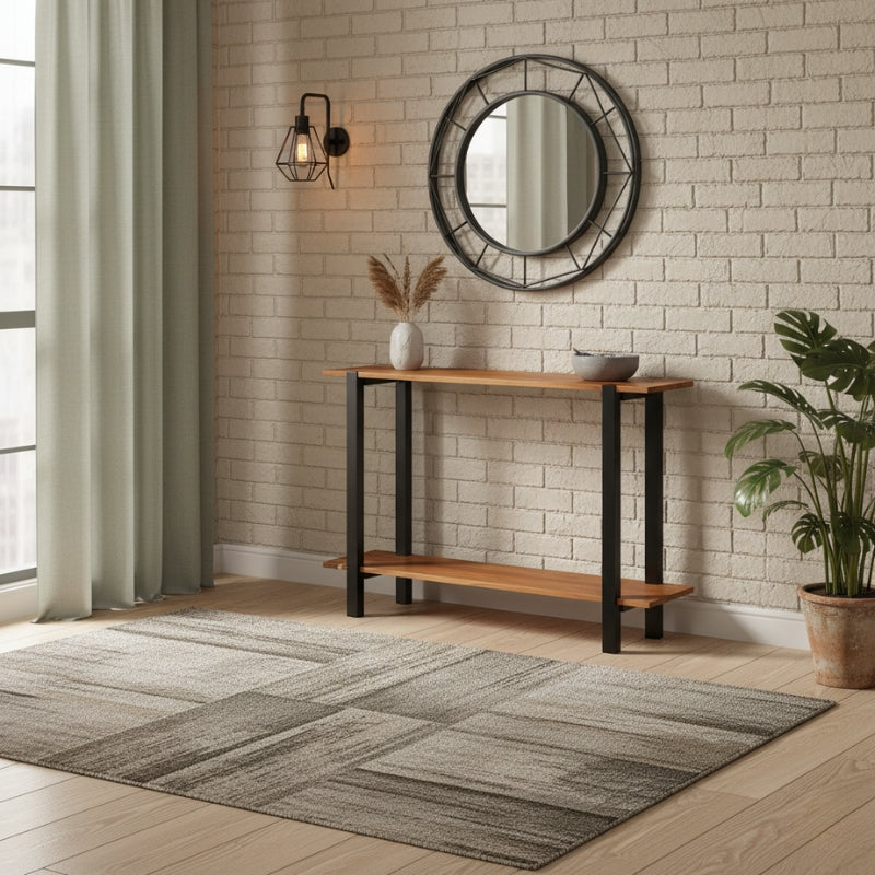 console-bois-pied-noir-style-indus