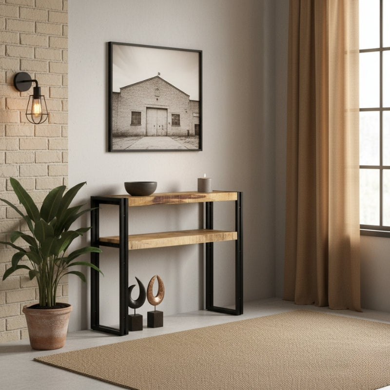 console-industrielle-90-cm-bois-metal