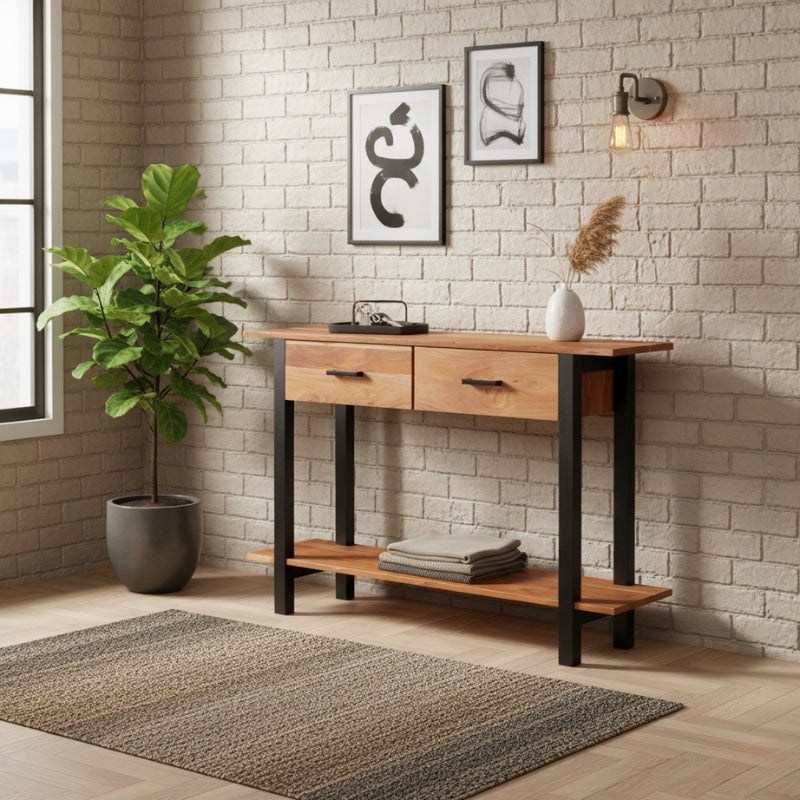 console-industrielle-bois-bois-metal