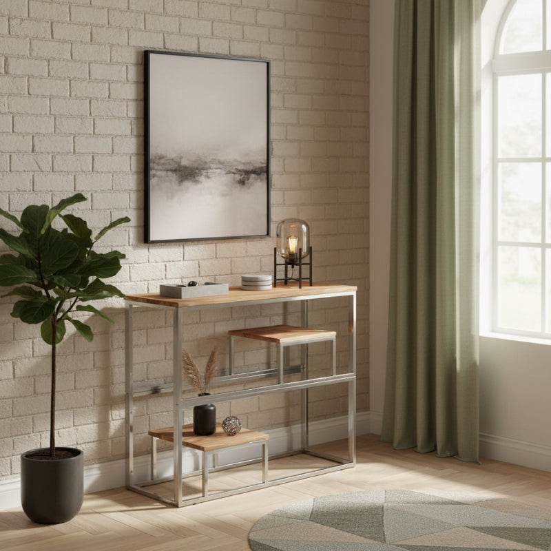 console-industrielle-metal-bois-metal