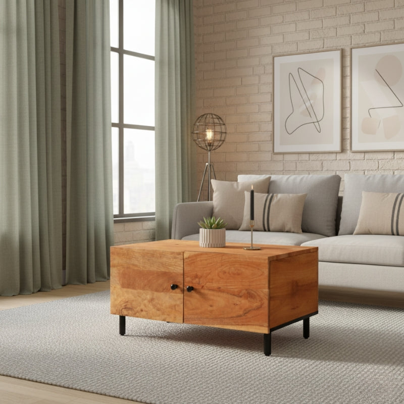 table-basse-bois-massif-pied-metal-style-indus