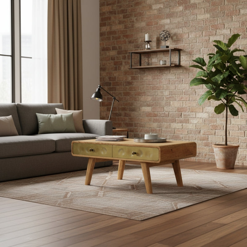 Table Basse en Bois de Manguier Style Rétro