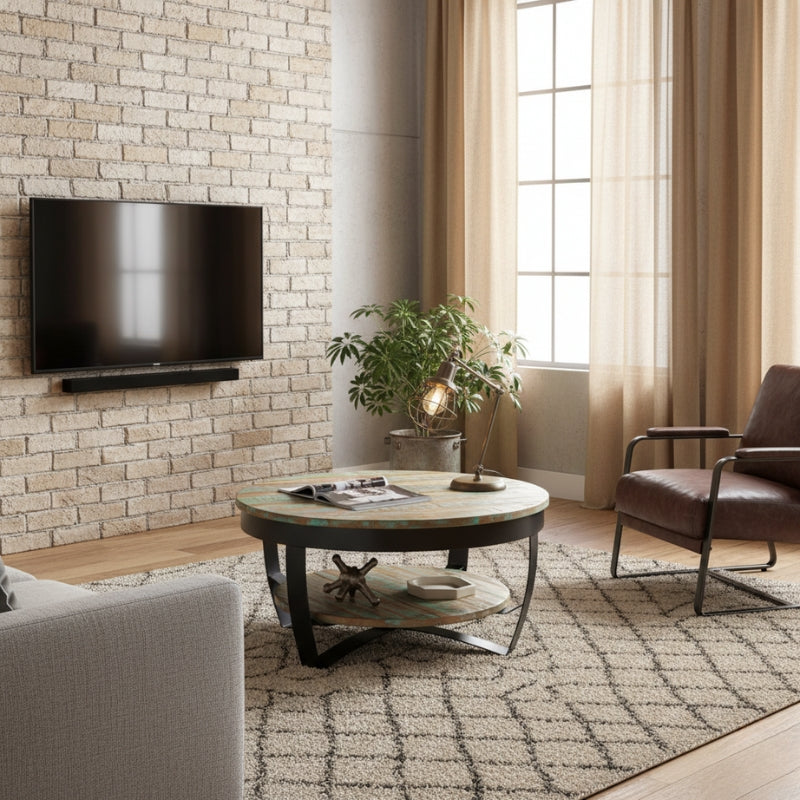 table-basse-industrielle-ronde-bois-metal