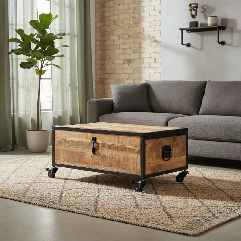 Table Basse Industrielle sur Roulettes | La Fabrique Industrielle